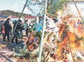 炎に無病息災祈願　氷見・速川地区で左義長