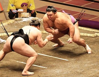 朝乃山 白星発進　１１月場所、霧馬山を寄り切る
