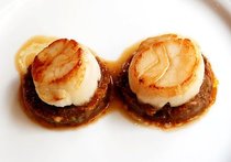 ホタテ貝のポワレとナスのトマト煮