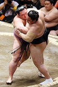朝乃山３連勝　初場所３日目