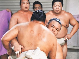 朝乃山、横綱相手に手応え　豊昇龍と稽古、「いい攻めあった」