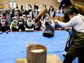 餅つき「よいしょ」　滑川・北加積小、育てたもち米使う