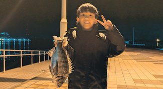 釣果はいけん<br />クロダイ体長３３センチ　竹林奏都（かなと）さん（９）砺波市坪内