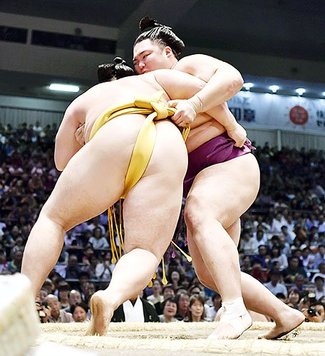 朝乃山３勝目、遠藤を上手投げ　名古屋場所８日目