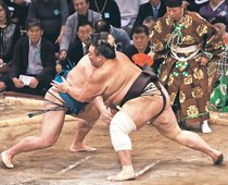 一気の寄りで朝乃山連勝　大相撲九州場所４日目