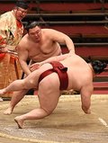 朝乃山 隆の勝下し１０勝目　春場所１２日目