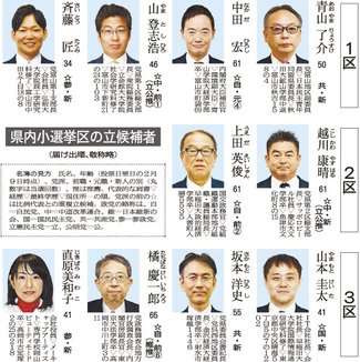 県内３選挙区に１０人　衆院選公示