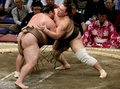 朝乃山が今場所初白星　上手出し投げで勝利、１勝２敗　大相撲九州場所３日目