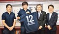 カターレ選手ら朝日町役場訪問　２９日ホーム戦勝利誓う