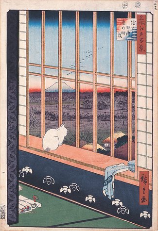花のお江戸の動物たち（１）<br />歌川広重「名所江戸百景 浅草田甫酉の町詣」　１８５７（安政４）年（東京都江戸東京博物館蔵、前期展示）