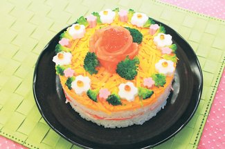 親子でクッキング<br />お花のケーキずし