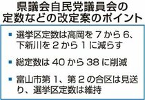高岡と下新川の「１減」提示　県議選定数巡り自民案、富山市の合区見送り