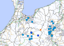 富山県東部震源、岐阜で震度４　富山市と立山町で震度２