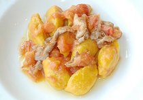 カボチャのニョッキの豚肉トマトソース