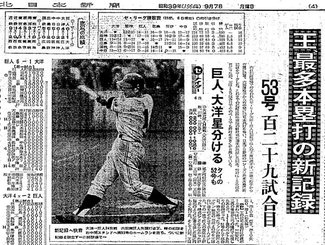 王の５５号、５８年前はどう報じられた？