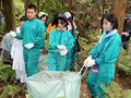 沢スギ保全へ清掃や植樹　入善・上青小愛護少年団