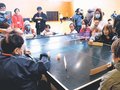「卓球バレー」楽しむ　朝日で子どもや障害者ら、フライングディスクも体験