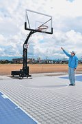 ３人制バスケできます！　高岡スポーツコアに期間限定コート、市が仮設置