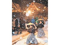 合掌造り幻想的　南砺・菅沼集落でライトアップ、麦屋節を披露
