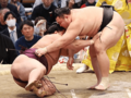 朝乃山勝ち越し、再入幕確実に　大相撲春場所９日目