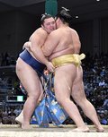 朝乃山敗れ、１勝２敗　大相撲九州場所