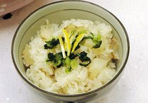 大根とホタテ貝の土鍋炊きご飯