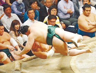 朝乃山、土俵際で逆転負け　秋場所１２日目
