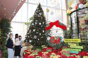 ヘリテージクリスマスをテーマに色鮮やかに飾られた展示＝チューリップ四季彩館