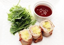 サツマ芋と豚肉のロールソテー