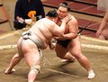 朝乃山、北勝富士を押し倒し２勝目　春場所３日目