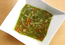 そうめんのスープピストゥ（バジル風味のミネストローネ）