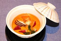 サツマイモ彩り豆乳蒸し