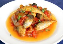 豆アジのフリット　夏野菜のトマト煮