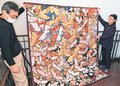 復興願うタペストリー制作　氷見のキルト作家・白石さん乱舞するツル描く、温浴施設に展示
