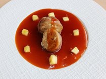 肉団子の豚バラ巻き 甘酢がけ