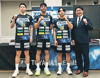 「地域とチームに貢献」　ドリームス６人入団、うち３人会見