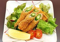 豚ロースのアスパラフライ山椒風味