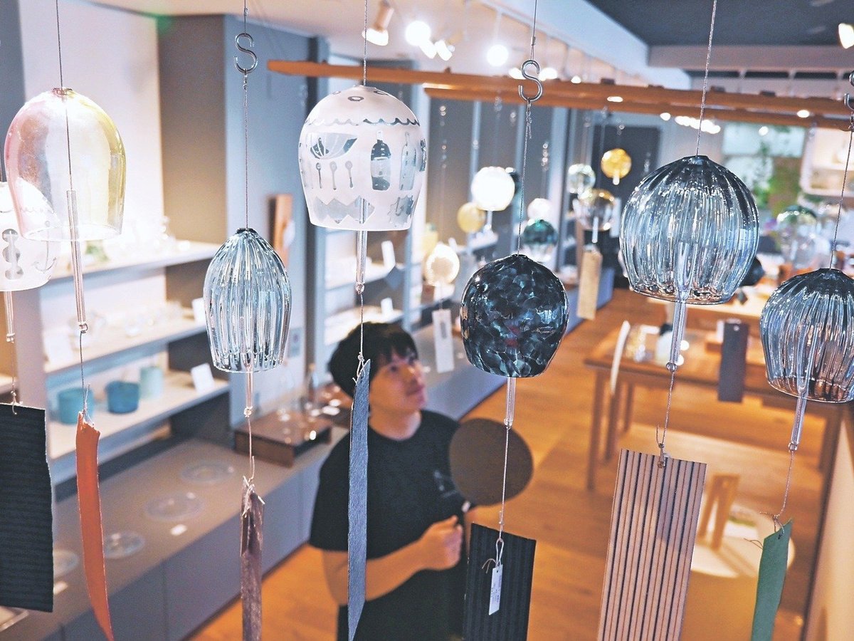 富山ガラス風鈴魚子模様硝子アーティスト作家ハンドブロウ別注オリジナル限定新品 富山ガラス風鈴魚子模様硝子アーティスト作家ハンドブロウ別注