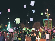 ランタンとイルミ共演　砺波チューリップ公園