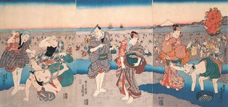 花のお江戸の動物たち（３）<br />三代歌川豊国「四季遊観之内　弥生の汐干狩 」　１８４７～５２（弘化４～嘉永５）年（東京都江戸東京博物館蔵、前期展示）