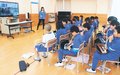 カンボジアの子と交流　滑川・田中小４年生、画面越しに演奏披露