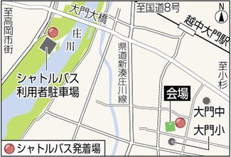 朝乃山人気、大門の庄川河川敷に臨時駐車場　１２、１３日の高砂部屋富山合宿
