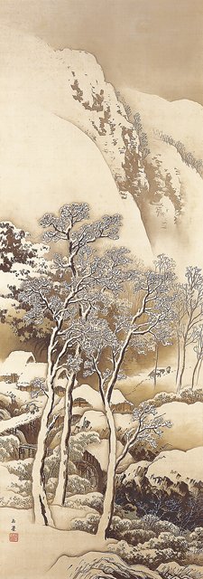 川合玉堂　　　水墨画（淡彩）　　春雪 川合玉堂水墨画（淡彩）春雪