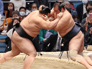 朝乃山２連勝　大相撲春場所２日目