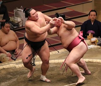 朝乃山 力なく初日黒星　初場所、大栄翔に押し出される