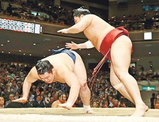 朝乃山、阿炎の引き技にばったり　６連勝の後３連敗