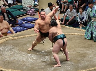 朝乃山は突きの応酬制し１２勝目、十両優勝は逃す　大相撲秋場所千秋楽