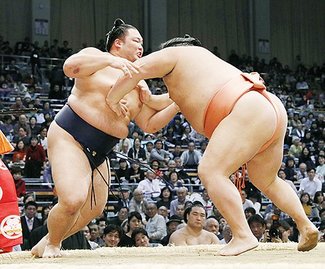 朝乃山 千代大龍に押し出され初黒星　九州場所３日目