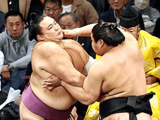 朝乃山連敗脱出、２勝目　大相撲九州場所１３日目
