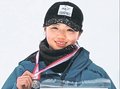 上野（井波２年）女子大回転２位、１回目４位から上げる　全中スキー